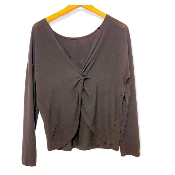 Shein twist front open crop top long sleeve shirt size medium - Picture 1 of 4